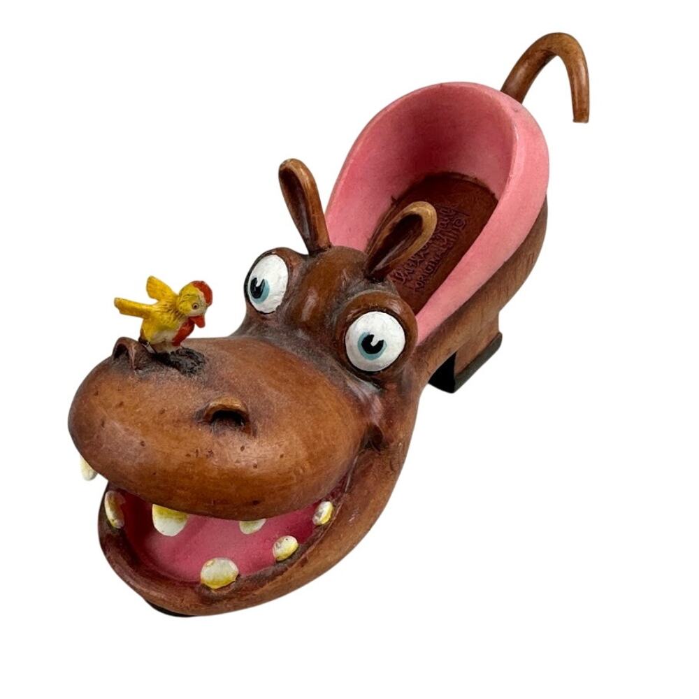 Willow Hall Shoo Shoo Figurine Grunt Grunt Hippo with Bird Official Design No. 6